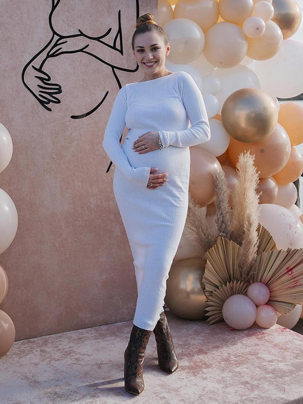 Mumsmode Zwangerschaps Maxi Bodycon Jurk Ceremonie Gestreept Gekreukt Dagelijks