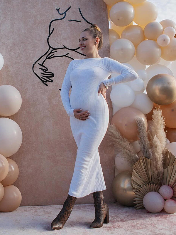 Mumsmode Zwangerschaps Maxi Bodycon Jurk Ceremonie Gestreept Gekreukt Dagelijks