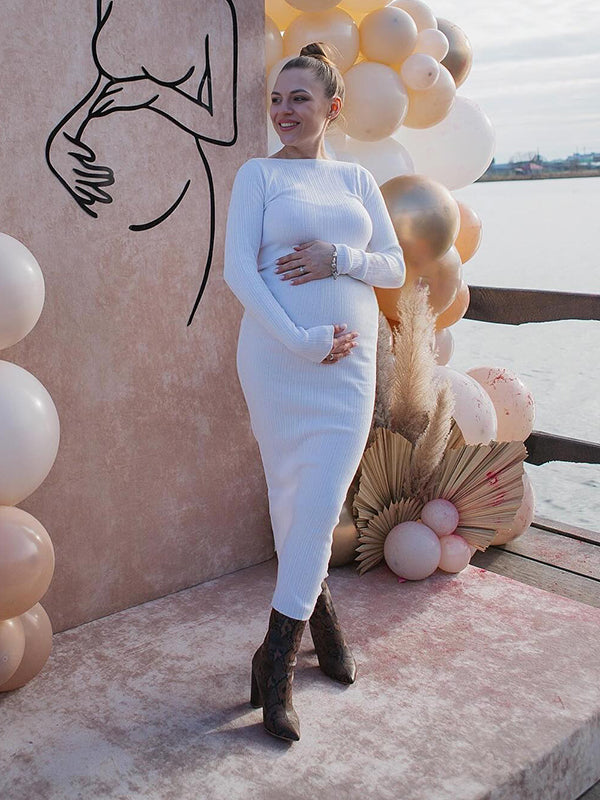 Mumsmode Zwangerschaps Maxi Bodycon Jurk Ceremonie Gestreept Gekreukt Dagelijks