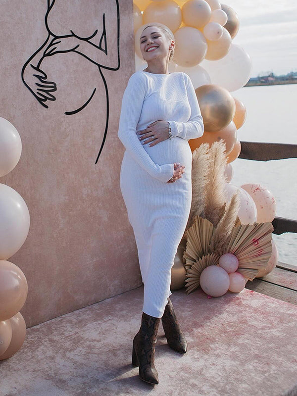 Mumsmode Zwangerschaps Maxi Bodycon Jurk Ceremonie Gestreept Gekreukt Dagelijks