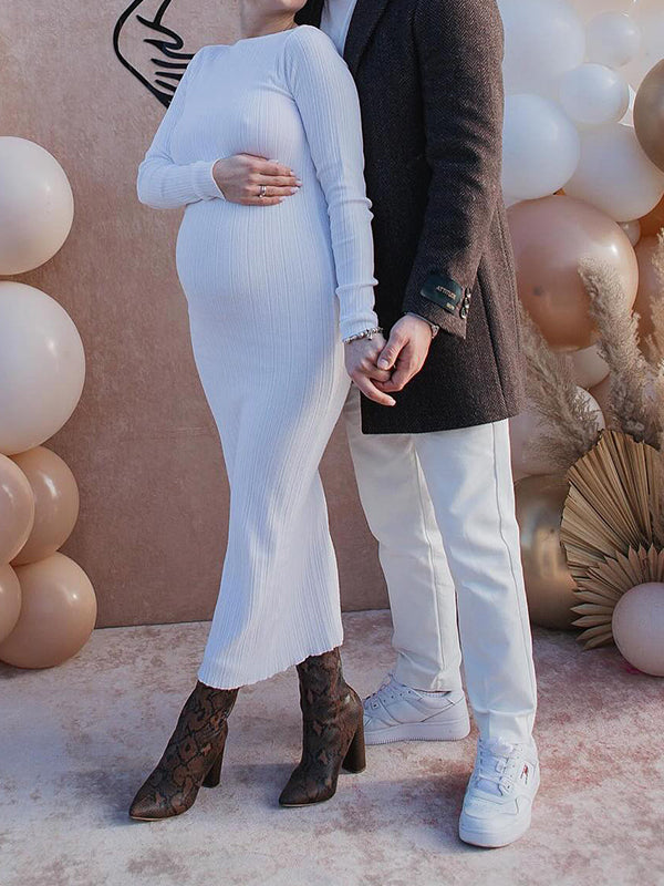 Mumsmode Zwangerschaps Maxi Bodycon Jurk Ceremonie Gestreept Gekreukt Dagelijks
