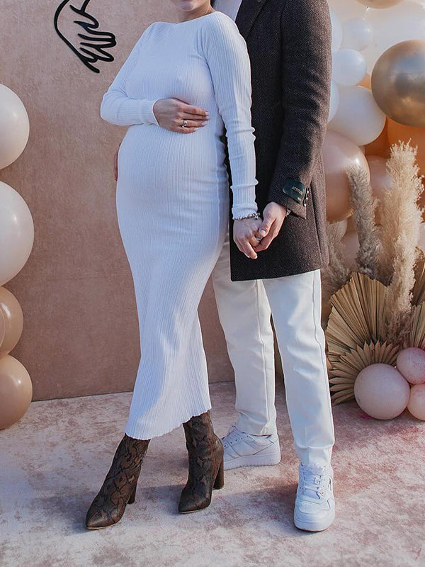 Mumsmode Zwangerschaps Maxi Bodycon Jurk Ceremonie Gestreept Gekreukt Dagelijks