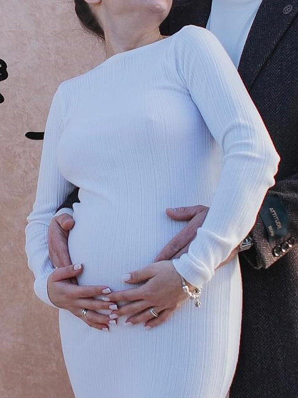 Mumsmode Zwangerschaps Maxi Bodycon Jurk Ceremonie Gestreept Gekreukt Dagelijks
