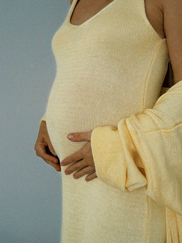 Mumsmode Zwangerschaps Maxi Jurk Vesten 2-in-1 Dagelijks Werk Elegant Gebreide