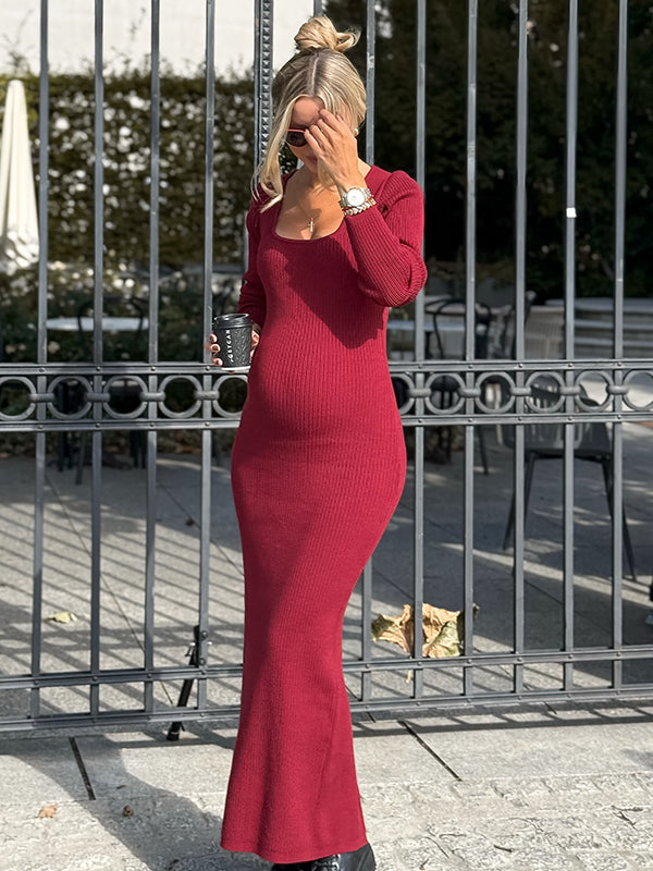 Mumsmode Zwangerschaps Maxi Bodycon Jurk Dagelijks Werk Gekreukt Zeemeermin