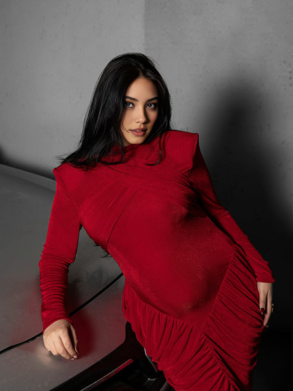 Mumsmode Zwangerschaps Maxi Cocktailjurk Chique Rugloos Gekreukt Zeemeermin