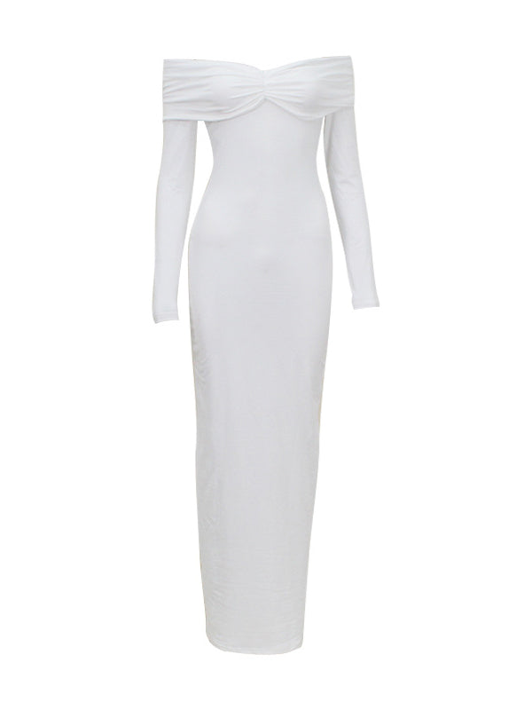 Maxi Zwangerschapsjurk Ceremonie Gala Off Shoulder Wit