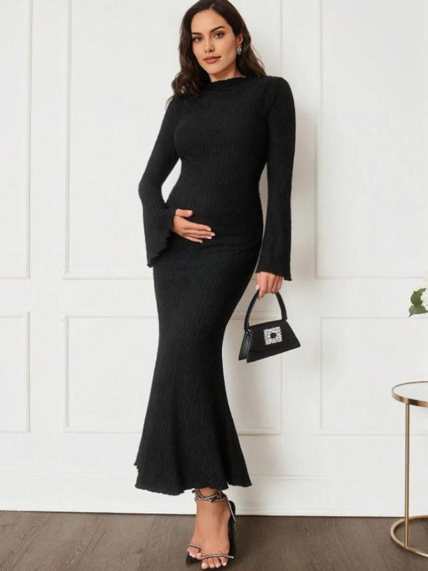 Mumsmode Zwangerschaps Maxi Bodycon Jurk Chique Cocktail Zeemeermin Flare Mouw