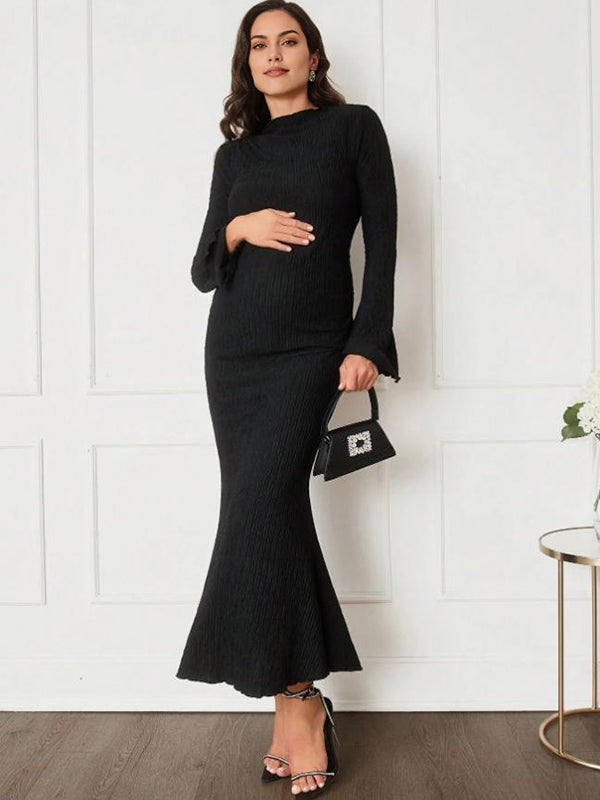 Mumsmode Zwangerschaps Maxi Bodycon Jurk Chique Cocktail Zeemeermin Flare Mouw