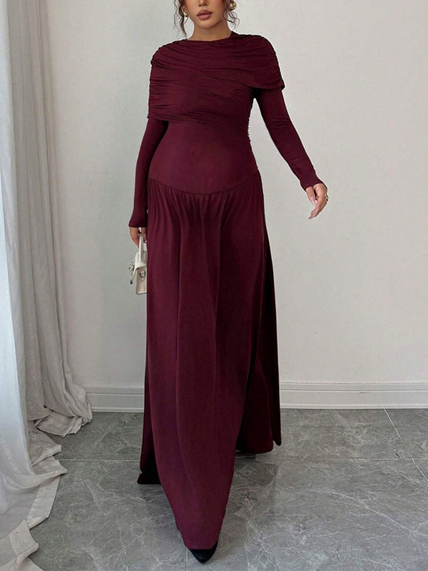 Mumsmode Zwangerschaps Maxi Speciale Gelegenhed Jurk Elegant Gekreukt Gedrapeerd Banket