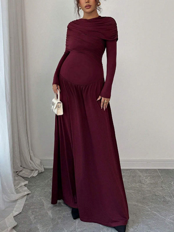 Mumsmode Zwangerschaps Maxi Speciale Gelegenhed Jurk Elegant Gekreukt Gedrapeerd Banket