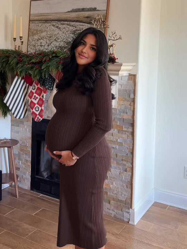 Mumsmode Zwangerschaps Maxi Bodycon Jurk Dagelijks Basis Gestreept Gekreukt