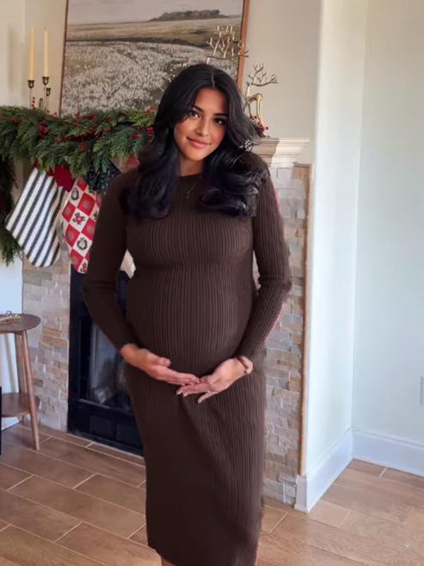 Mumsmode Zwangerschaps Maxi Bodycon Jurk Dagelijks Basis Gestreept Gekreukt