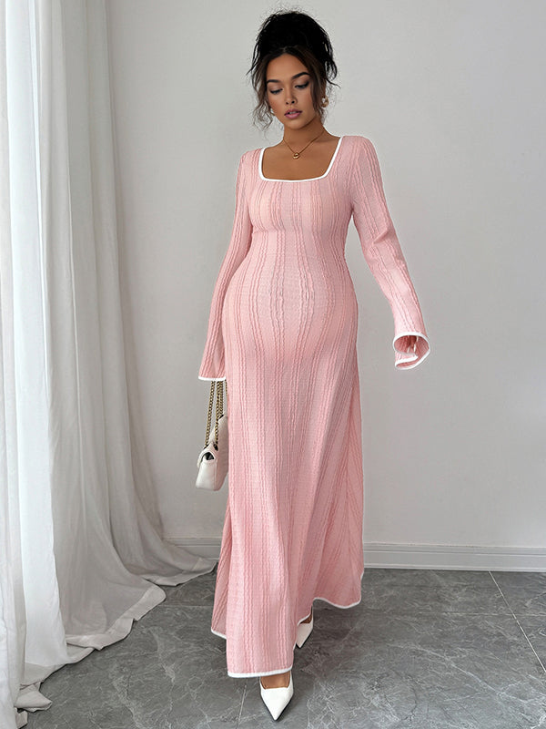 Mumsmode Zwangerschaps Maxi Cocktailjurk Elegant Chique Rimpeling Trapeze Flare Mouw