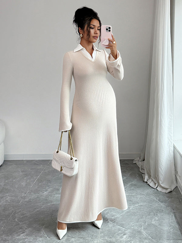 Mumsmode Zwangerschaps Maxi Daily Jurk Elegant Ceremonie Trapeze Patchwork