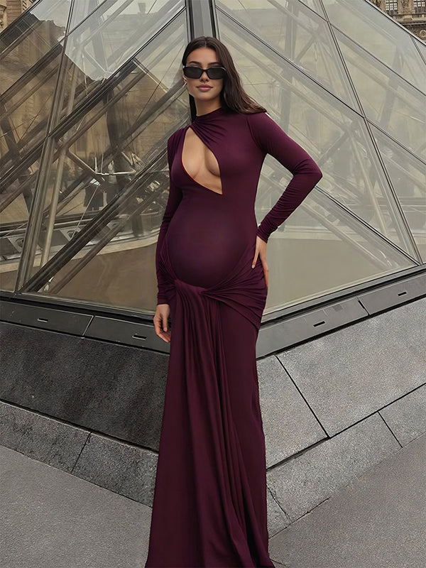 Mumsmode Zwangerschaps Maxi Bodycon Jurk Chique Cocktail Knooppunt Gedrapeerd Uithollen