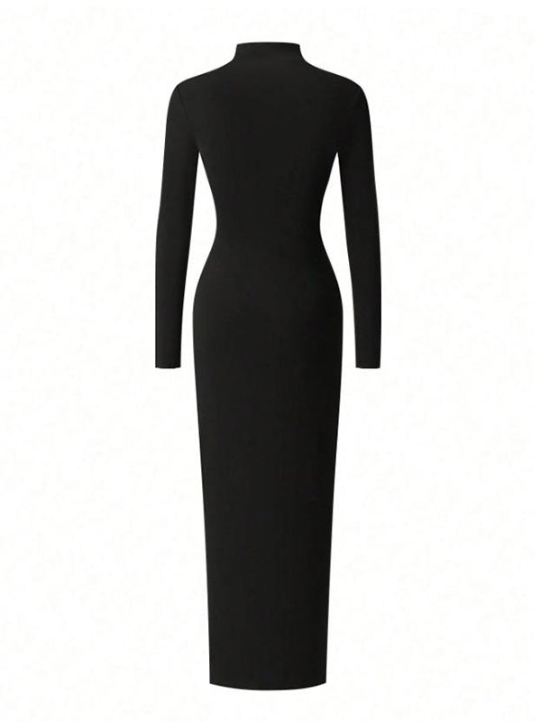 Mumsmode Zwangerschaps Maxi Bodycon Jurk Chique Feest Zijsplit Gekreukt