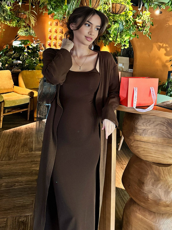Mumsmode Zwangerschaps Maxi Bodycon Jurk Vesten Elegant Dagelijks Spaghetti 2-in-1