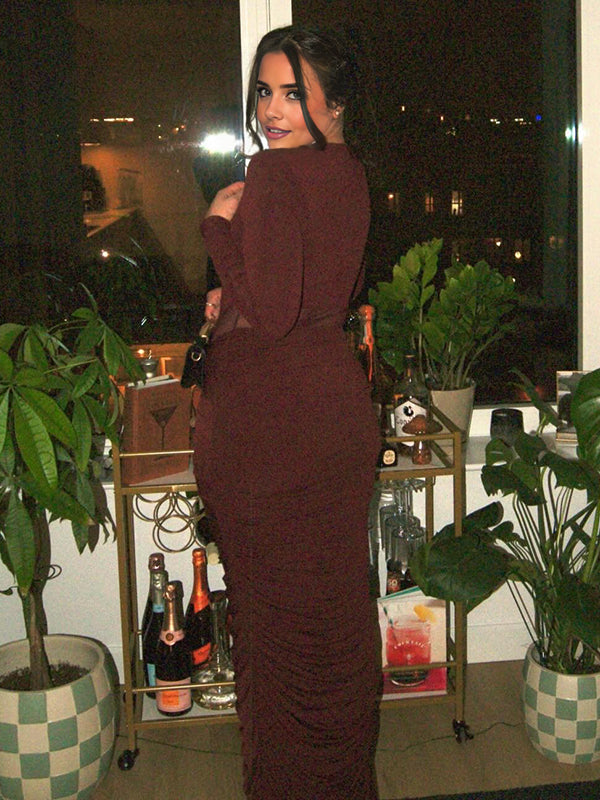 Mumsmode Zwangerschaps Maxi Bodycon Jurk Chique Cocktail Gekreukt Tule Transperent