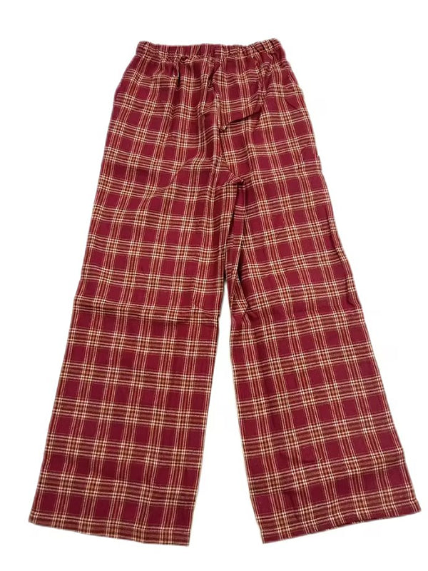 Mumsmode Zwangerschaps Wijde Palazzo Broek Dagelijks Plaid Kleurblok Koord