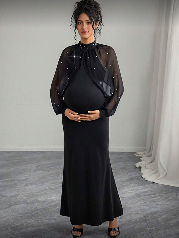 Mumsmode Zwangerschaps Maxi Cocktailjurk Chique Elegant Parel Tule Zeemeermin