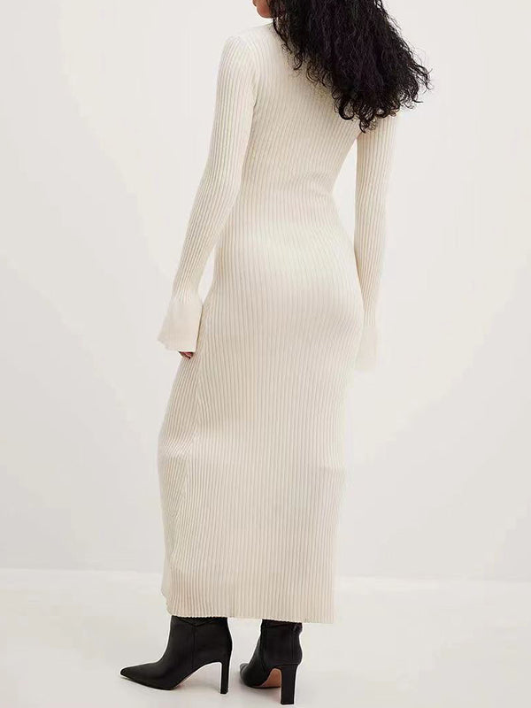 Mumsmode Zwangerschaps Maxi Bodycon Jurk Elegant Werk Gekreukt Gespleten Mouwen