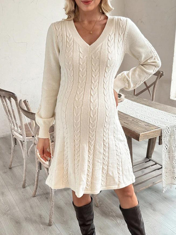 Mumsmode Zwangerschaps Midi Truien Jurk Dagelijks Chique Gebreide Kabelbreiwerk Trapeze
