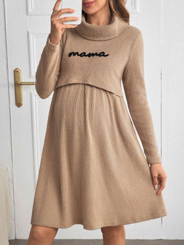 Mumsmode Zwangerschaps Midi Jurk Dagelijks Letter Trapeze Voedingsjurken