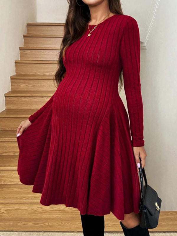 Mumsmode Zwangerschaps Midi Truien Jurk Chique Dagelijks Gebreide Trapeze Gekreukt