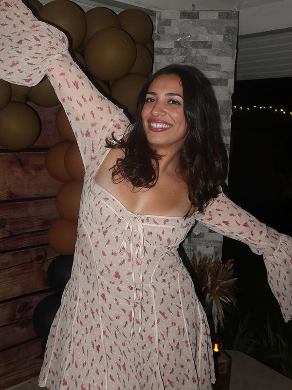 Mumsmode Zwangerschaps Bloemen Jurken Elegant Cocktail Kanten Trapeze Ruches Vlinderdas Flare Mouw Mini Jurken