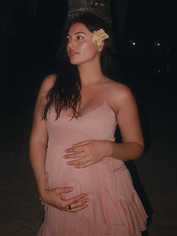 Mumsmode Zwangerschaps Mini Daily Jurk Chique Vakantie Spaghetti Meerlaags Ruches