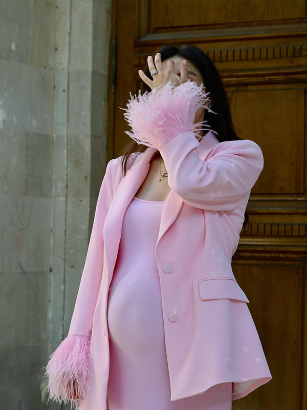 Mumsmode Zwangerschaps Blazer Chique Elegant Veerkracht Harig Zakken Enkele Borst