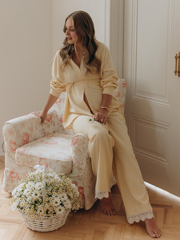 Mumsmode Zwangerschapsblouses Zwangerschapsbroeken Fotoshoot Dagelijks 2-in-1 Kanten Riem Onregelmatig