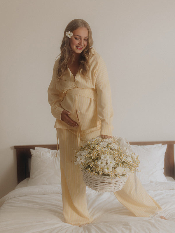 Mumsmode Zwangerschapsblouses Zwangerschapsbroeken Fotoshoot Dagelijks 2-in-1 Kanten Riem Onregelmatig