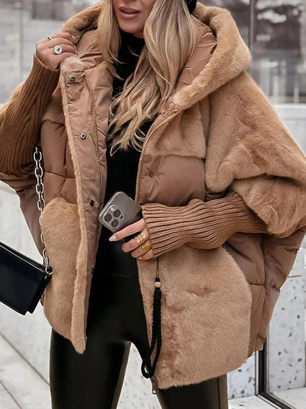 Mumsmode Zwangerschaps Jassen Van Imitatiebont Dagelijks Patchwork Harig Gedekt Zwangerschapswinterjas