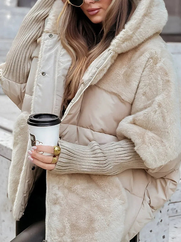 Mumsmode Zwangerschaps Jassen Van Imitatiebont Dagelijks Patchwork Harig Gedekt Zwangerschapswinterjas