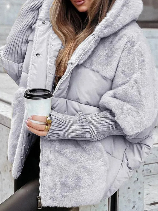 Mumsmode Zwangerschaps Jassen Van Imitatiebont Dagelijks Patchwork Harig Gedekt Zwangerschapswinterjas