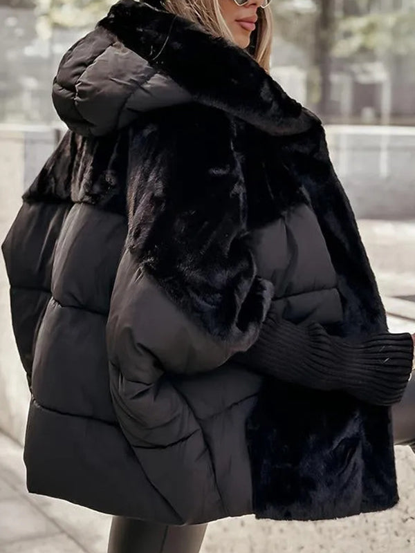 Mumsmode Zwangerschaps Jassen Van Imitatiebont Dagelijks Patchwork Harig Gedekt Zwangerschapswinterjas