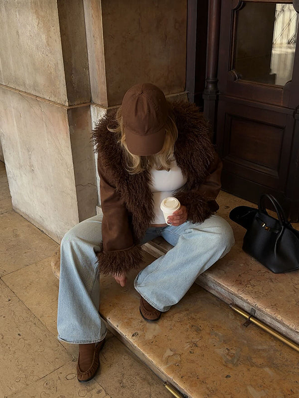 Mumsmode Zwangerschaps Teddy Jassen Chique Dagelijks Patchwork Harig Zakken Zwangerschapswinterjas