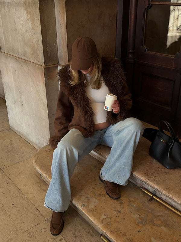 Mumsmode Zwangerschaps Teddy Jassen Chique Dagelijks Patchwork Harig Zakken Zwangerschapswinterjas