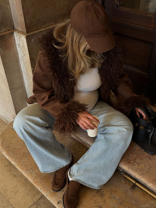 Mumsmode Zwangerschaps Teddy Jassen Chique Dagelijks Patchwork Harig Zakken Zwangerschapswinterjas