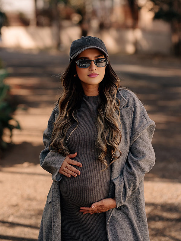 Mumsmode Zwangerschaps Wollen Jassen Chique Dagelijks Dubbele Breasted Zakken Zwangerschapswinterjas