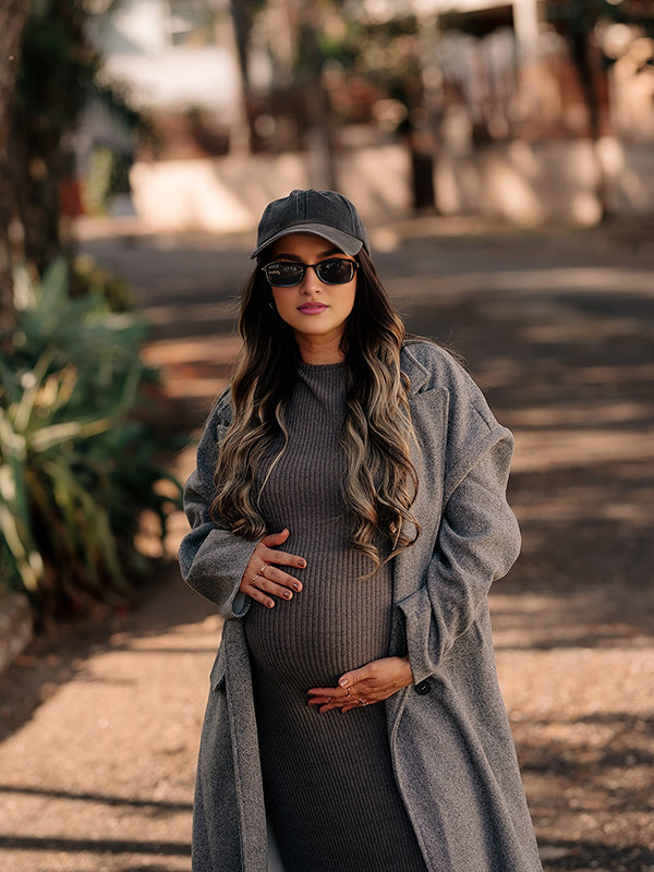 Mumsmode Zwangerschaps Wollen Jassen Chique Dagelijks Dubbele Breasted Zakken Zwangerschapswinterjas