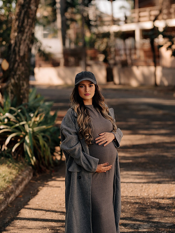 Mumsmode Zwangerschaps Wollen Jassen Chique Dagelijks Dubbele Breasted Zakken Zwangerschapswinterjas