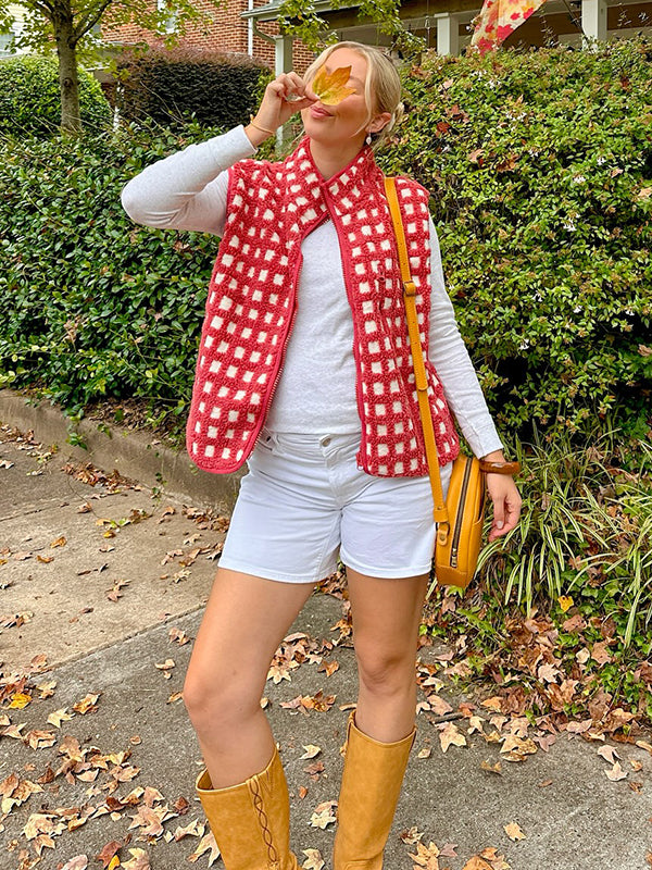 Mumsmode Zwangerschaps Vest Dagelijks Plaid Harig Rits Zwangerschapsjassen