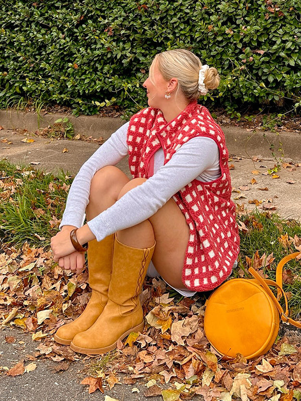 Mumsmode Zwangerschaps Vest Dagelijks Plaid Harig Rits Zwangerschapsjassen