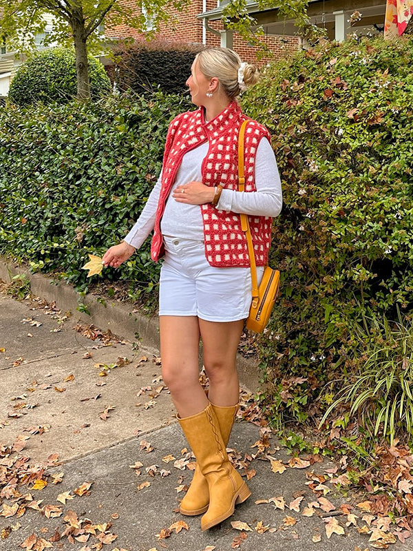 Mumsmode Zwangerschaps Vest Dagelijks Plaid Harig Rits Zwangerschapsjassen