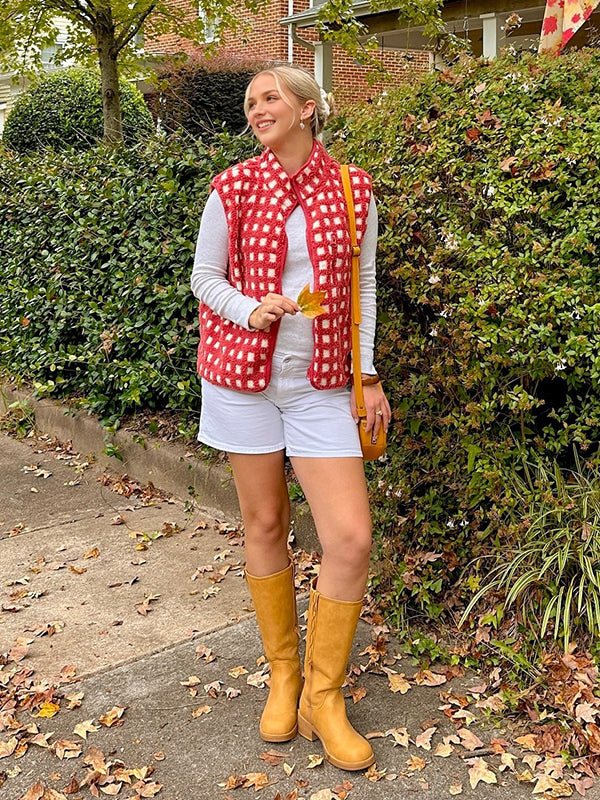 Mumsmode Zwangerschaps Vest Dagelijks Plaid Harig Rits Zwangerschapsjassen