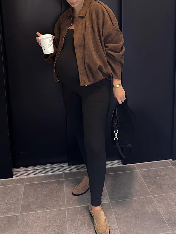 Mumsmode Zwangerschapsjassen Dagelijks Suède Rits Vintage