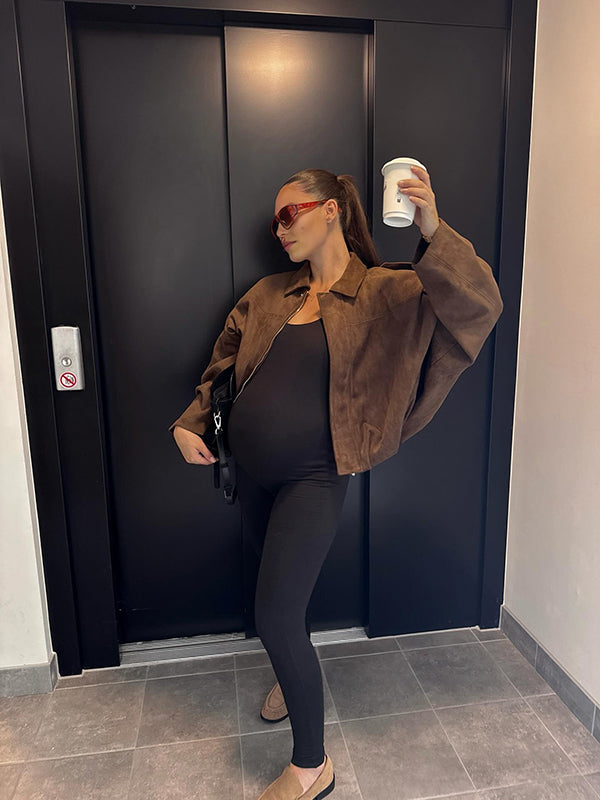 Mumsmode Zwangerschapsjassen Dagelijks Suède Rits Vintage